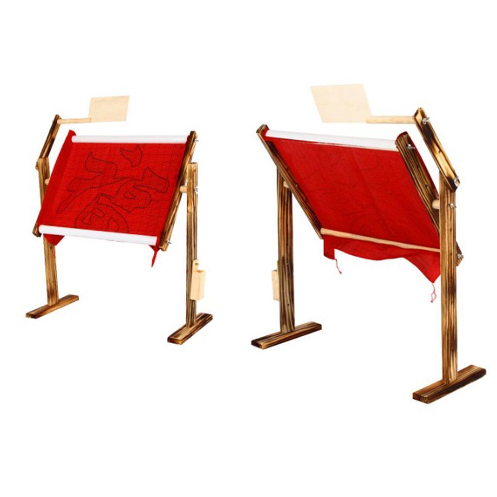 Chinese Style Wooden Needlework Table Rack Desktop Embroidery Frame Holder