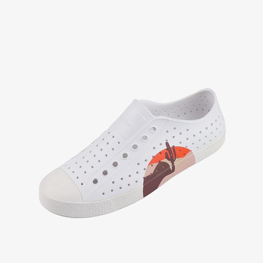 Giày Lười Unisex Native Jefferson Block - Shell White/ Shell White/ Flame Desert Block - 41.5