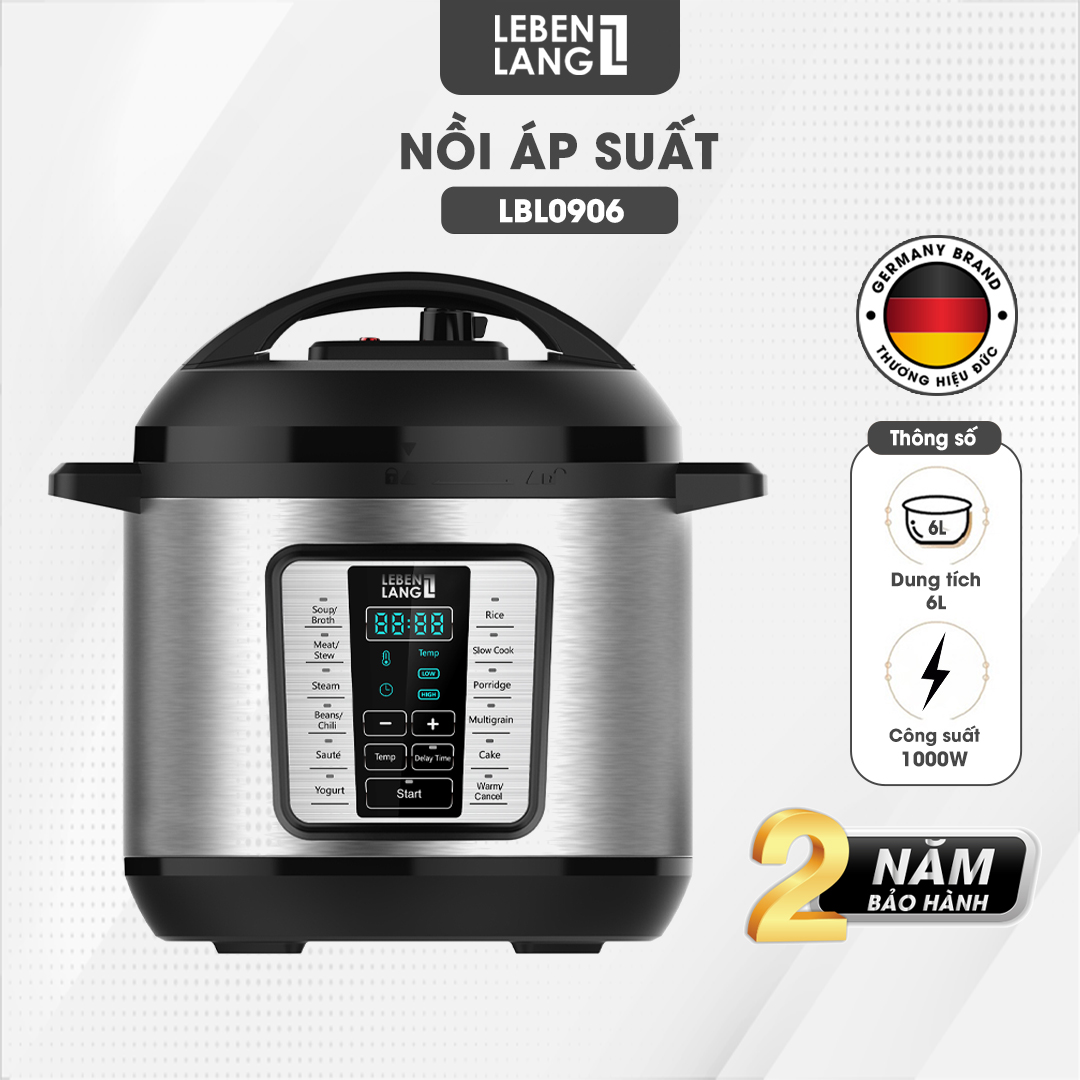 Nồi áp suất điện đa năng LEBENLANG LBL0906, dung tích 6L, chế độ ninh hầm siêu nhanh, tiết kiệm thời gian, bảo hành 2 năm - hàng chính hãng