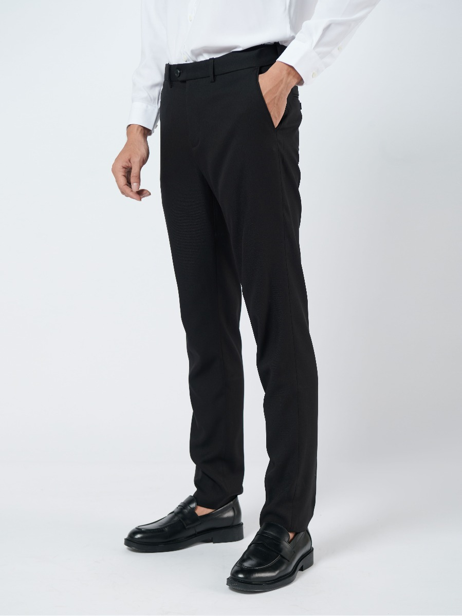 OWEN - Quần âu nam màu ĐEN Slimfit cạp tăng đơn co dãn