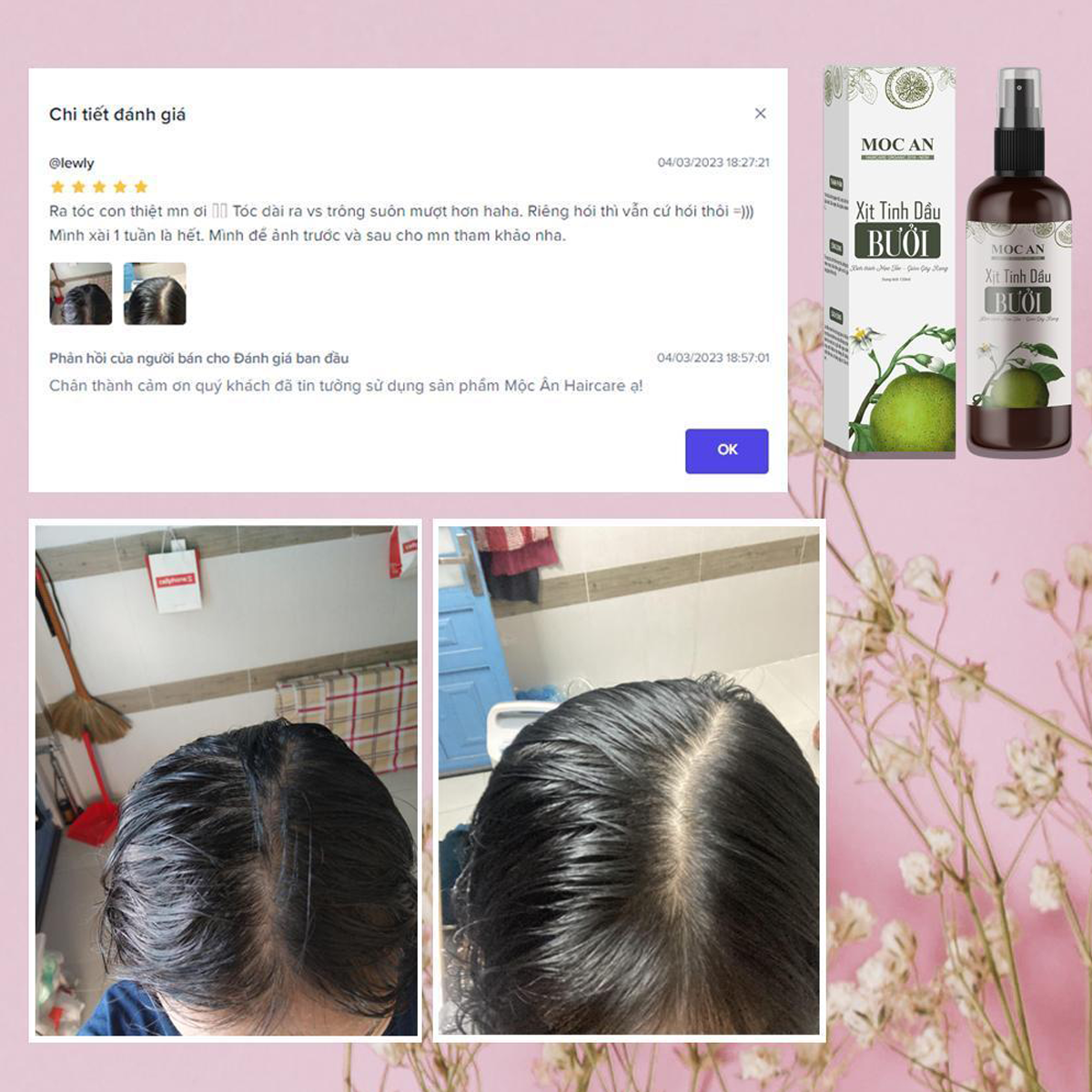 Tinh Dầu Bưởi Xịt Tóc Tiêu Chuẩn Mộc Ân Haircare