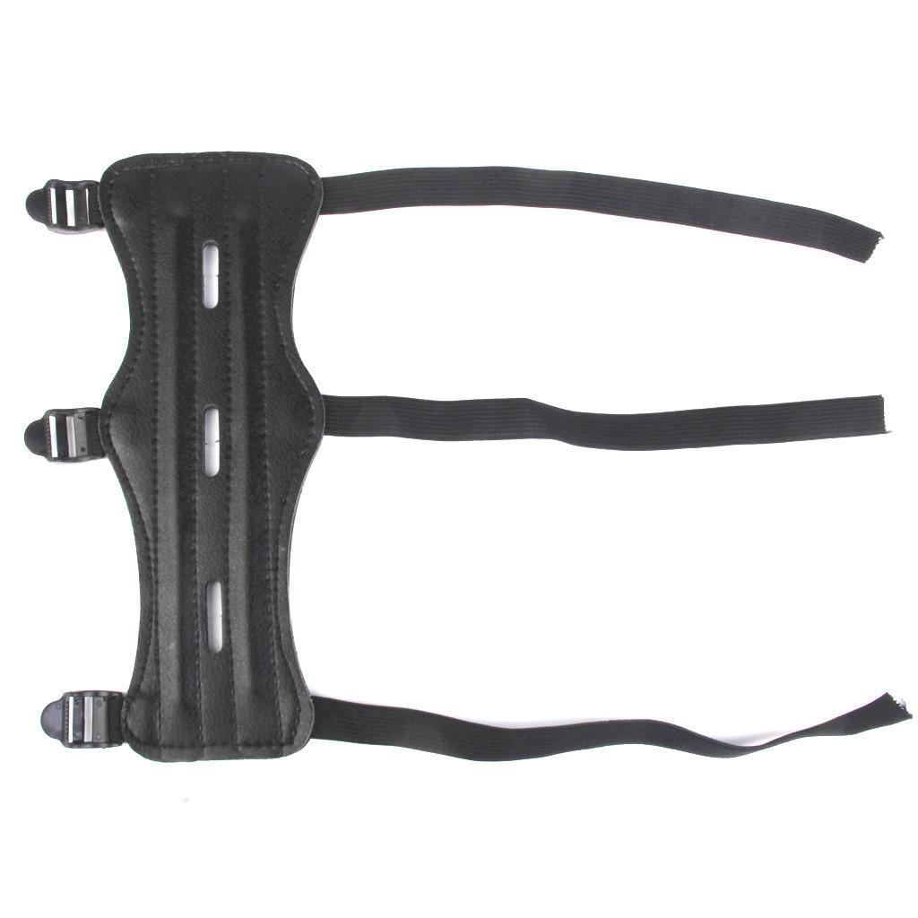 3xAdjustable 3 Strap Arm Guard Protective Leather Archery Shooting Armband A