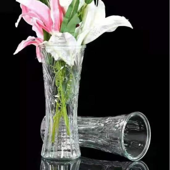Bình bông lọ hoa thủy tinh cao 25-30CM TRẮNG TRONG họa tiết ngẫu nhiên