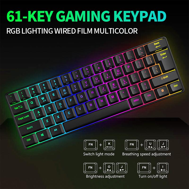 60% Có Dây Chơi Game, RGB Backlit Siêu Nhỏ Mini