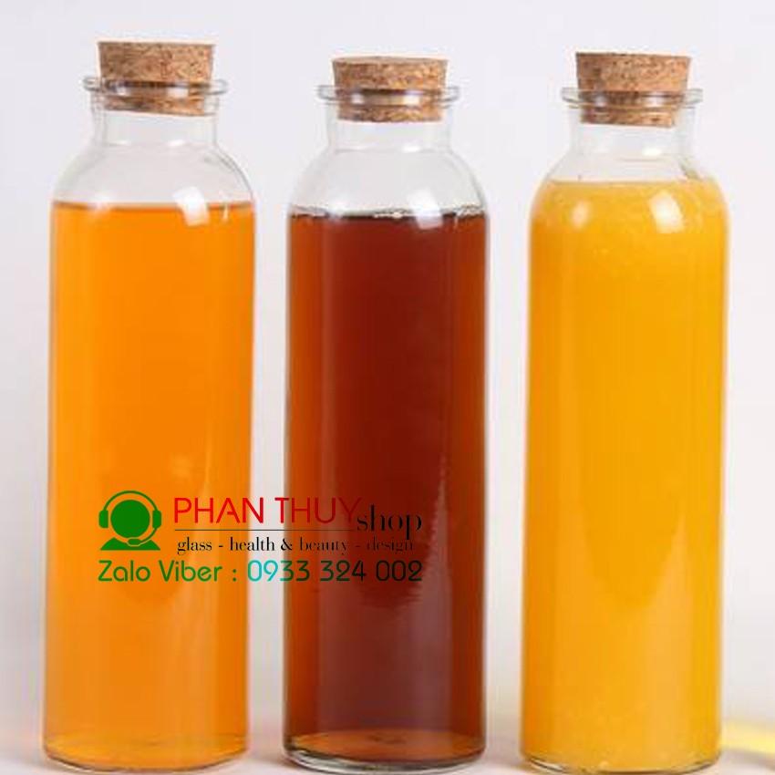 Chai tròn thủy tinh 500ml nắp gỗ