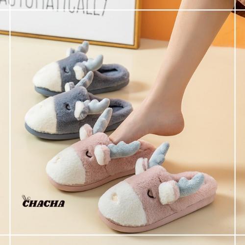 Dép đi trong nhà Chacha Sweet bông cotton hình Tuần Lộc cute siêu êm