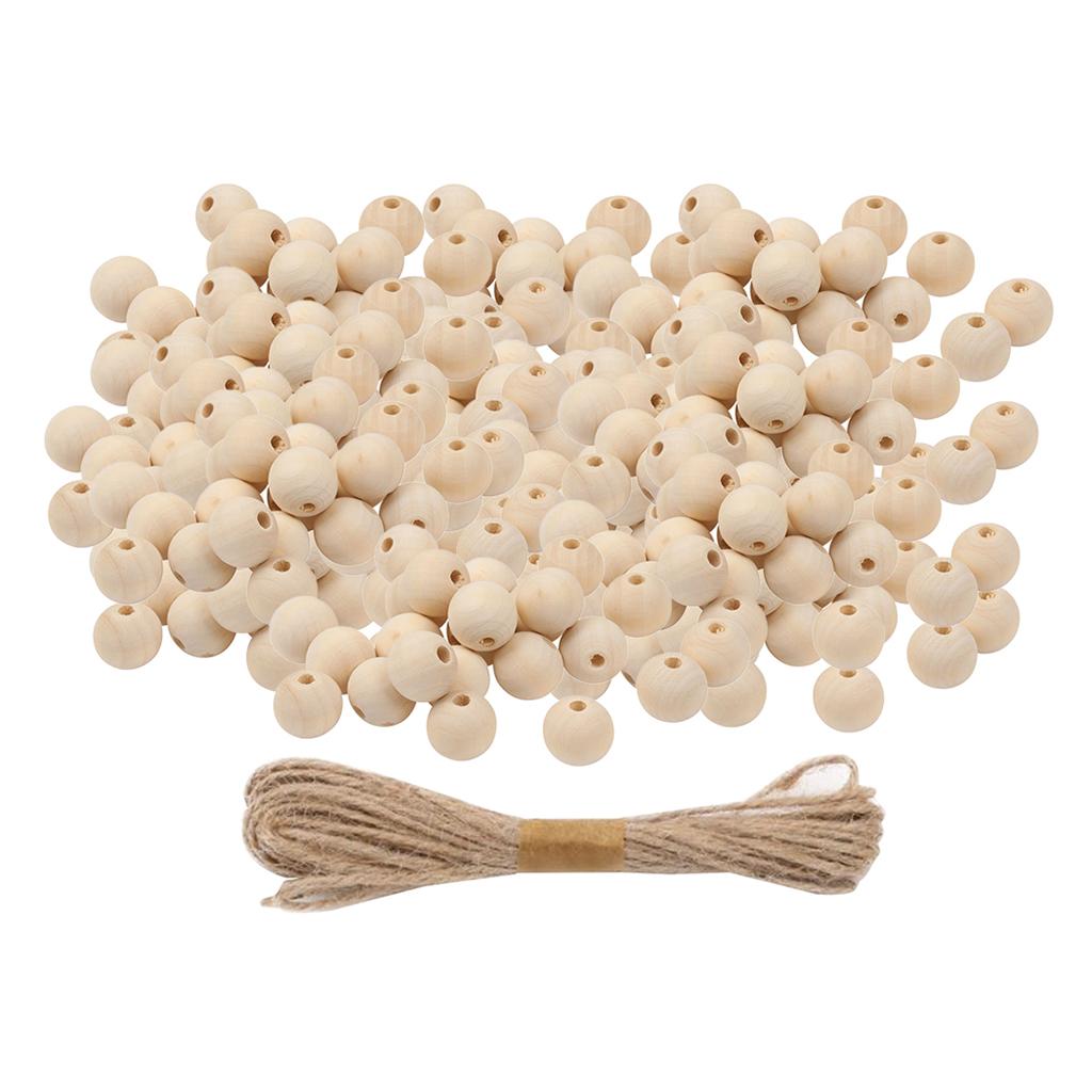 200pcs Round Wooden Beads Loose Spacer Unfinished Craft for DIY Jewelry Making