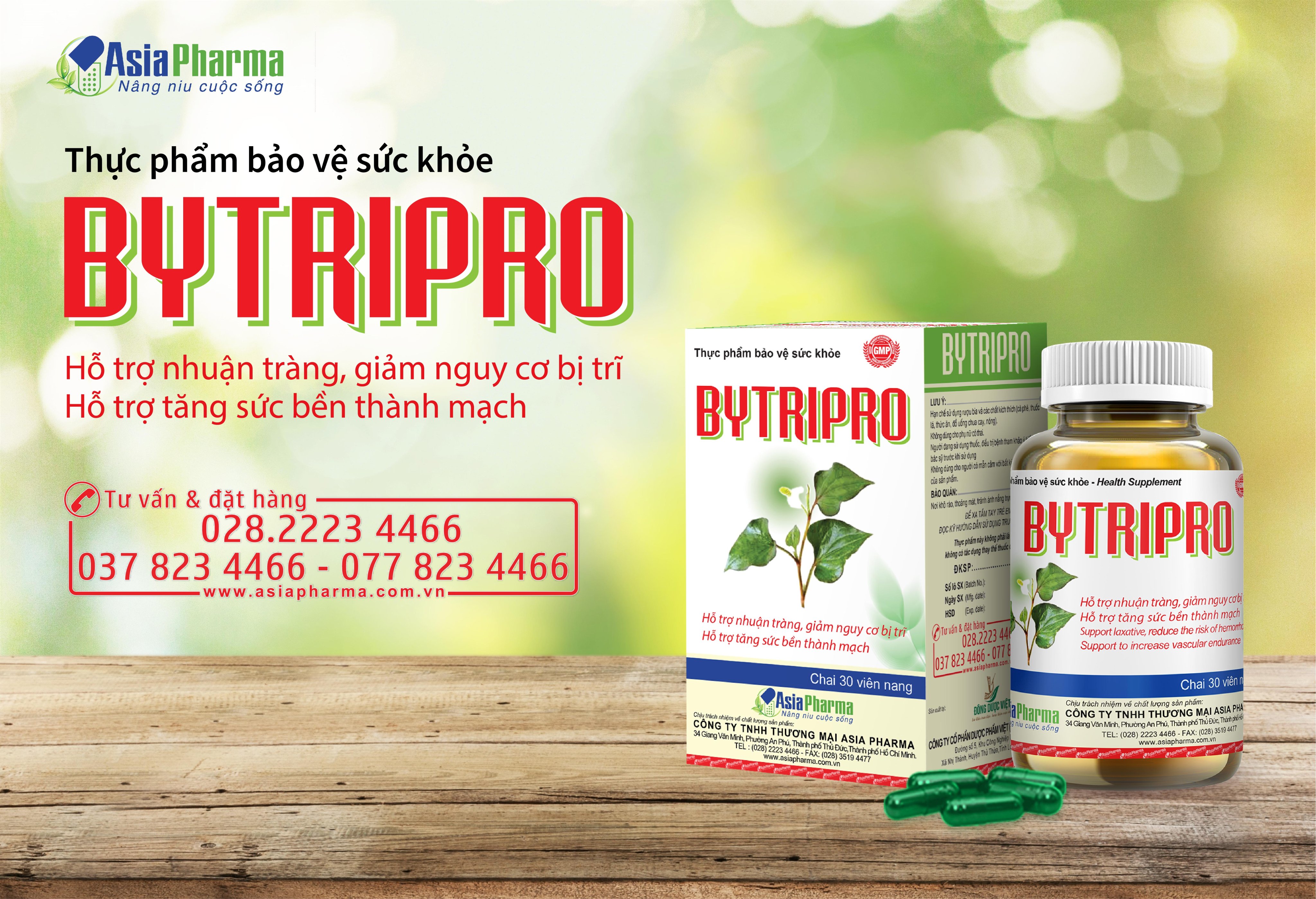 Viên uống Bytripro lọ 30 viên hỗ trợ nhuận tràng giảm tiêu trĩ - ASIA PHARMA