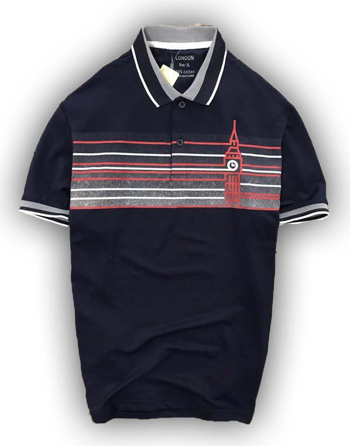 Áo Thun Nam Ngắn Tay Cổ Bẻ Họa Tiết Ngang Ngực Lịch Lãm Bắt Mắt - LZPS130