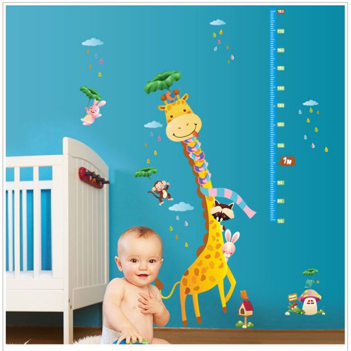 Decal dán tường thước đo chiều cao Hươu cao cổ số 2 AmyShop DTD017 (140 x 118cm)