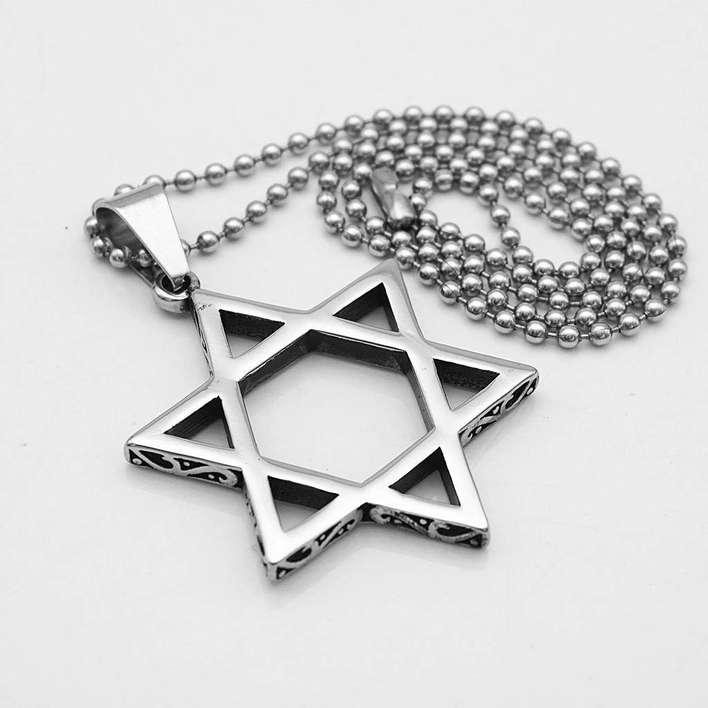 2X Men's Stainless Steel Star Of David Pendant Necklace Chain 20" Silver