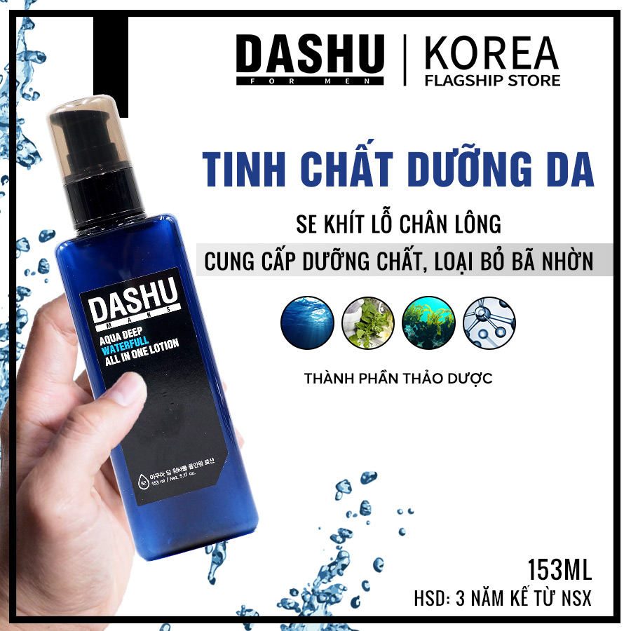 Kem dưỡng da mặt Hàn Quốc 5 in 1, Gel mềm lotion duong da tất cả trong 1 Dashu Mans Deep Waterfull all in one lotion 153ml dưỡng ẩm cho da dầu, da mụn, tinh chất nước biển sâu, cải thiện nếp nhăn, làm trắng da ban ngày và ban đêm.