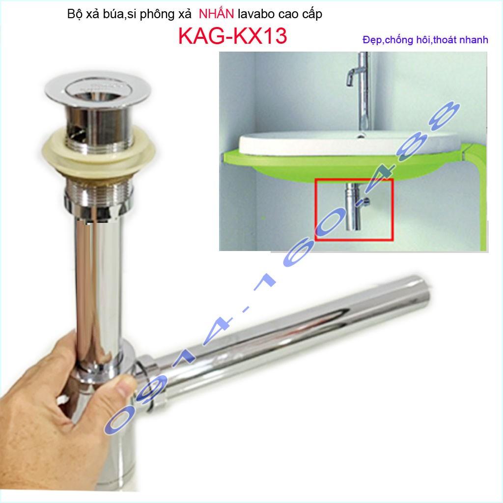 Xả lavabo KAG-KX13 Korea, bộ xả bồn rửa mặt co búa cao cấp inox dày sáng bóng thoát nhanh chống hôi tốt