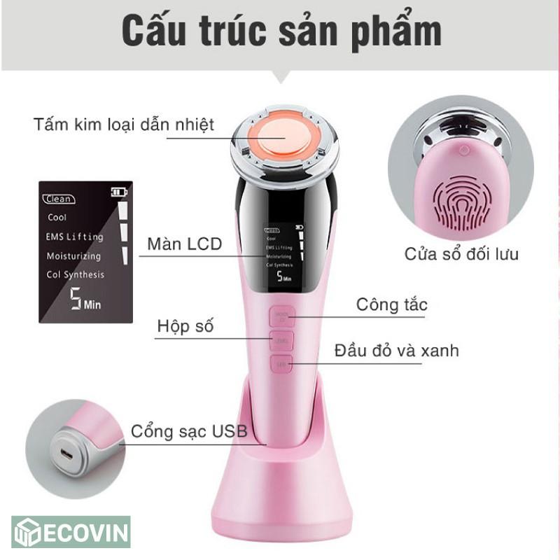 Máy Massage Mặt ION Nóng Lạnh Cầm Tay, Mát Xa Nâng Cơ Mặt, Đẩy Dưỡng Chất FREESHIP