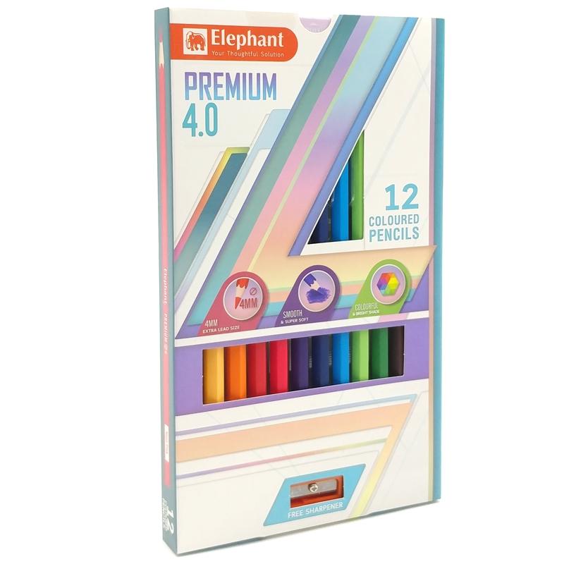 Hộp 12 Bút Chì Màu 4 mm Premium 4.0 - Elephant