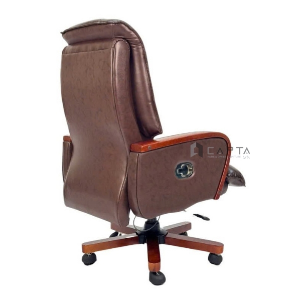 Ghế Chủ tịch da thật CD7159-L Nội thất Capta Ghế Giám đốc nệm da bề mặt tiếp xúc chân ghế thép ốp gỗ ngả lưng nghỉ trưa, điều chỉnh xoay nâng hạ độ cao