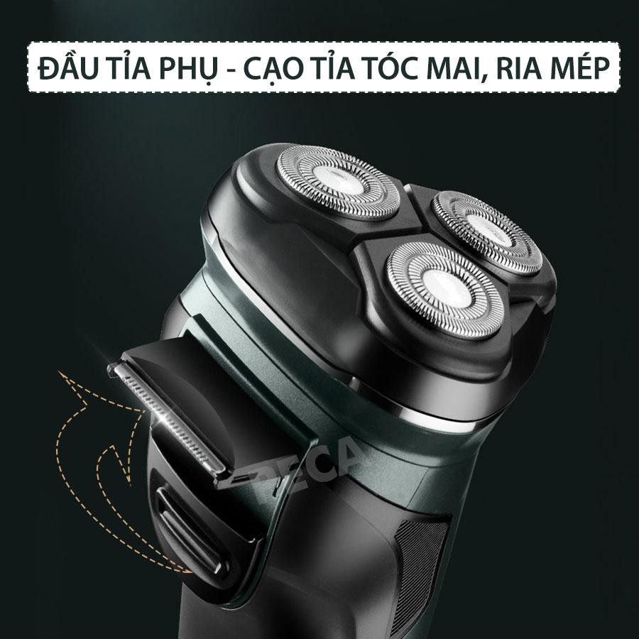 Máy cạo râu nam 9D 4in1 kiêm tỉa lông mũi cao cấp, 3 lưỡi dao kép, công nghệ chống nước IPX7