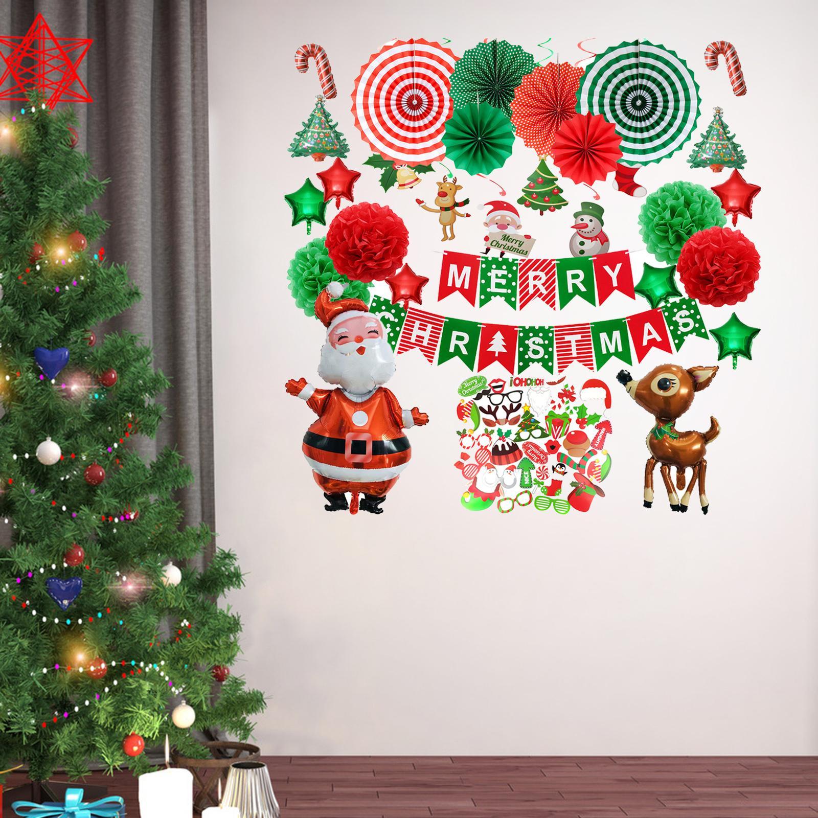 Christmas Colorful Paper Fans  Decorations Hanging Decor Set 1