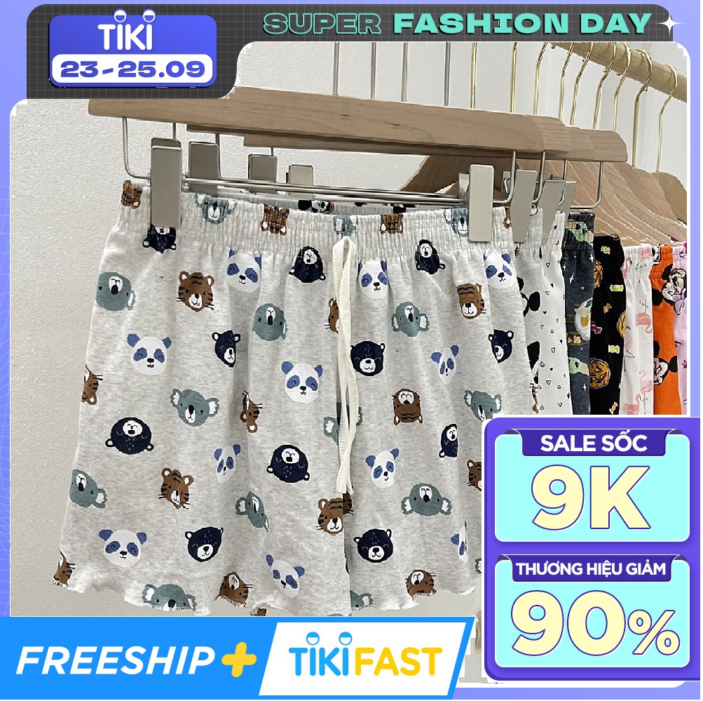 Quần đùi NỮ cotton Thái viền bèo HỌA TIẾT HOẠT HÌNH đáng yêu