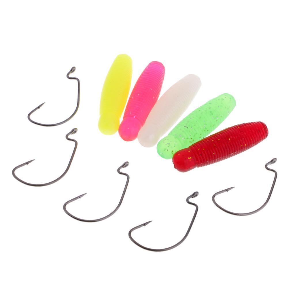 5 Pieces Artificial Soft Pupae PVC Plastic Fishing Lure Simulation Fishing Bait