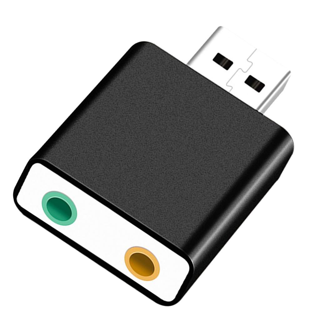 USB 2.0 External 7.1 Channel Surround Sound Card Adapter Black