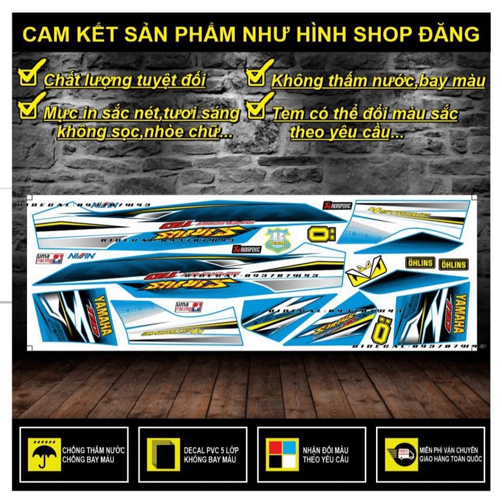 TEM RỜI SIRIUS MẪU HOA VĂN DÁN XE XANH - BI DECAL
