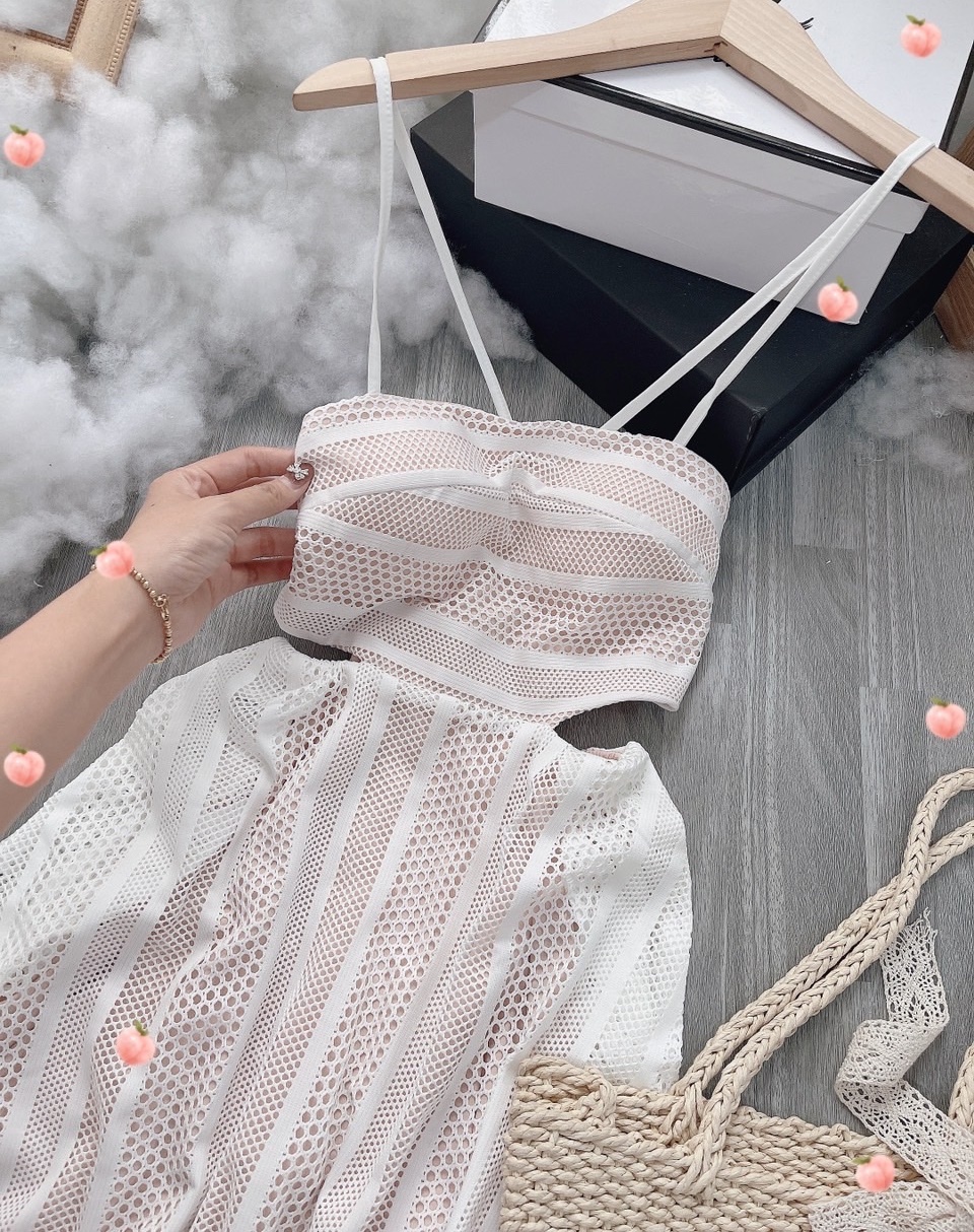 ĐẦM DÀI ĐI BIỂN MAXI DÂY CỔ U SUÔNG TRƠN KHÓE EO DẠO PHỐ DỰ TIỆC