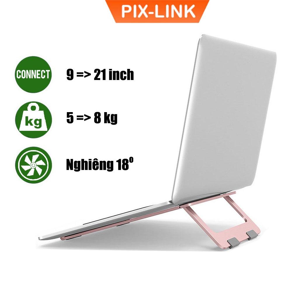 Đế Tản Nhiệt PIX-LINK X5 Chất Liệu Nhôm Nguyên Khối, Siêu Mỏng Nhẹ Dùng Cho Laptop, Macbook 13-15.6 inch Hàng Chính Hãng