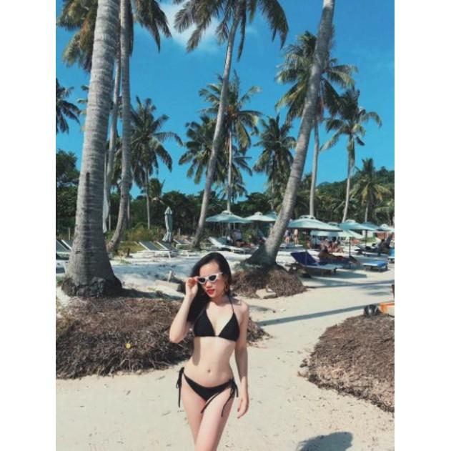 freeship Bikini 2 mảnh đen cạp thấp mặc đi biển sexy (Đảm bảo chuẩn như hình)