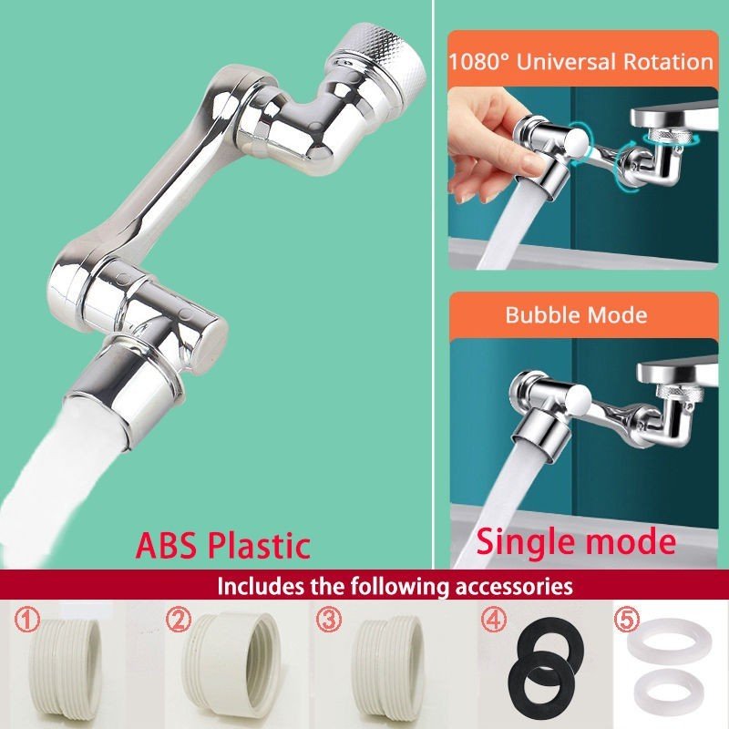 Đầu Nối Vòi Nước Xoay 360 Độ Tăng Áp Xả Lắp Bồn Rửa Mặt, Phòng Tắm, Chậu Rửa Chén