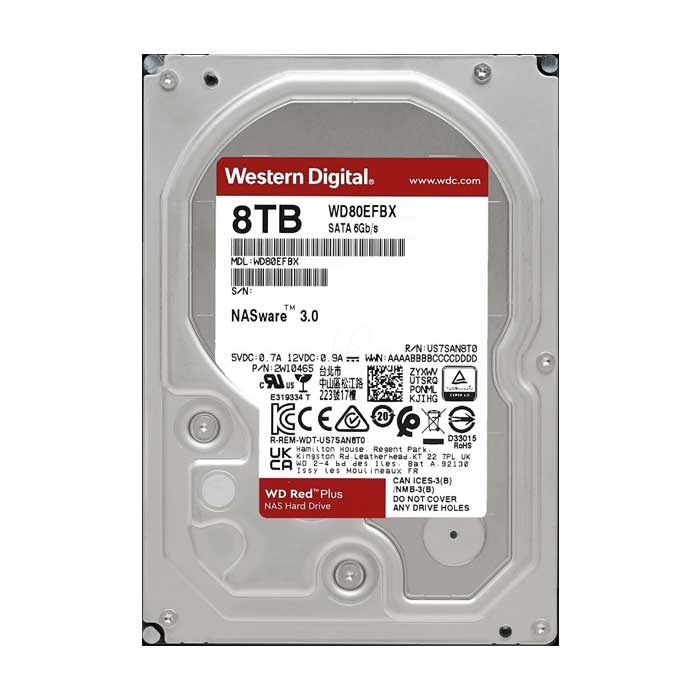 Ổ cứng HDD WD Red Plus 8TB 3.5 inch SATA III - WD80EFBX - Hàng Chính Hãng