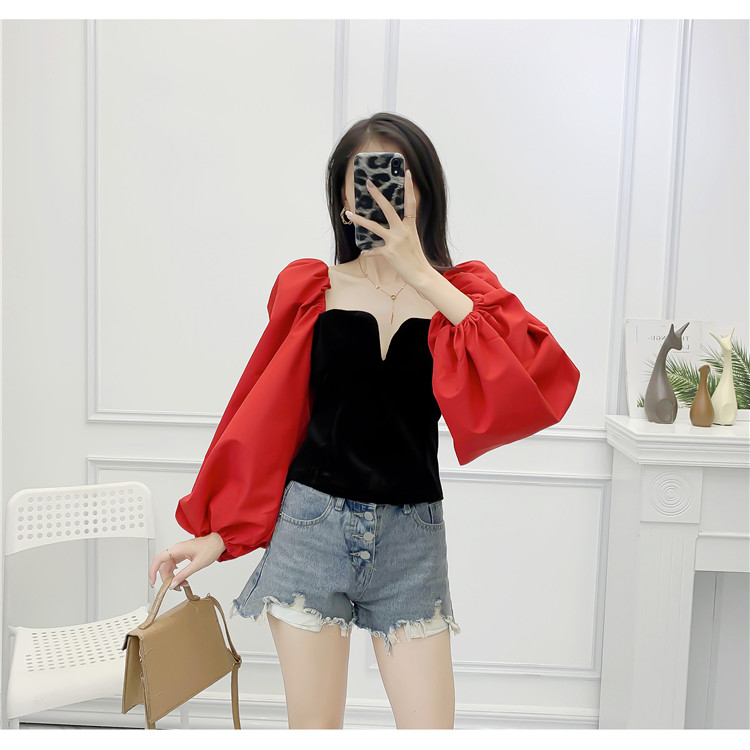 Áo kiểu cổ V tay phồng - A05S