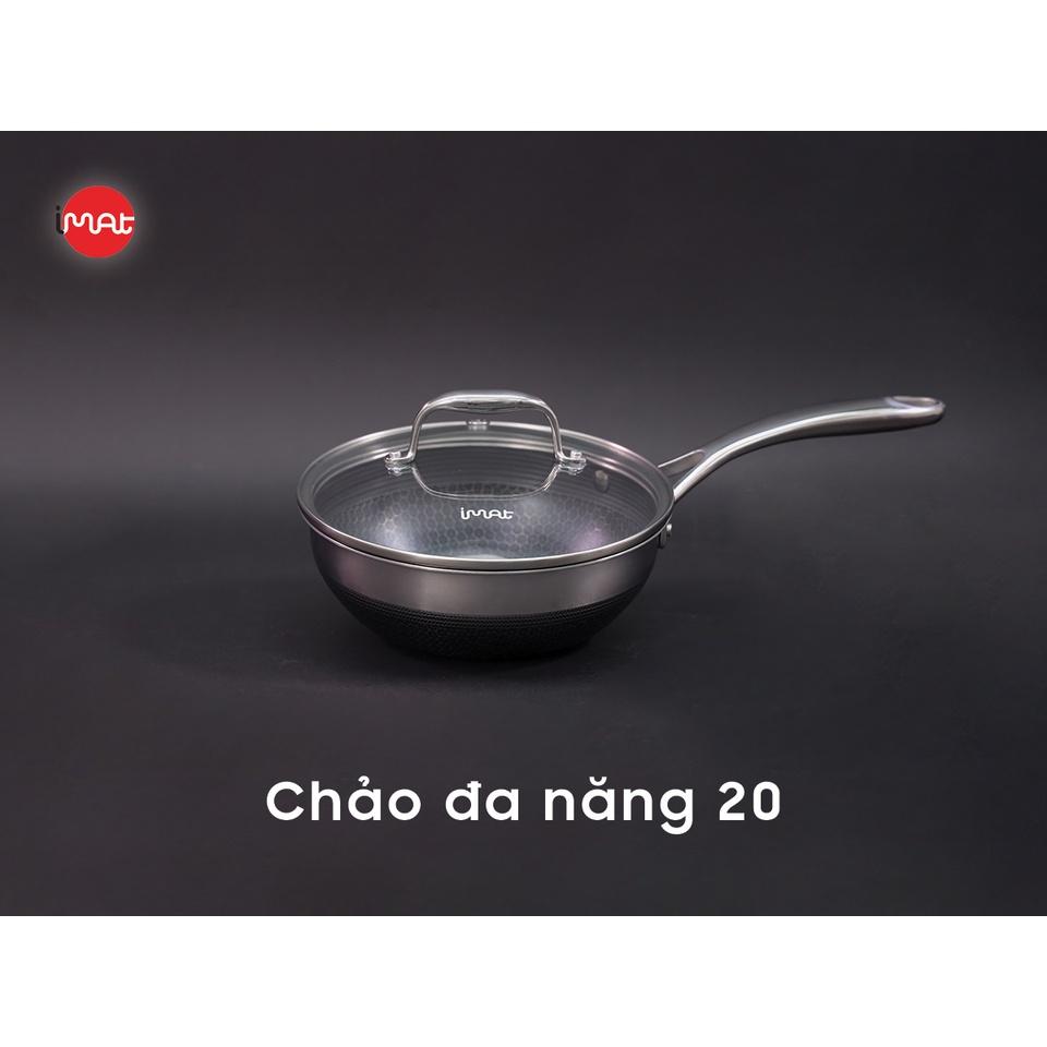 Bộ chảo chống dính bếp từ iMat Hybrid size 20cm kết hợp giữa lớp phủ điêu khắc chống dính Blackcube  và inox 430