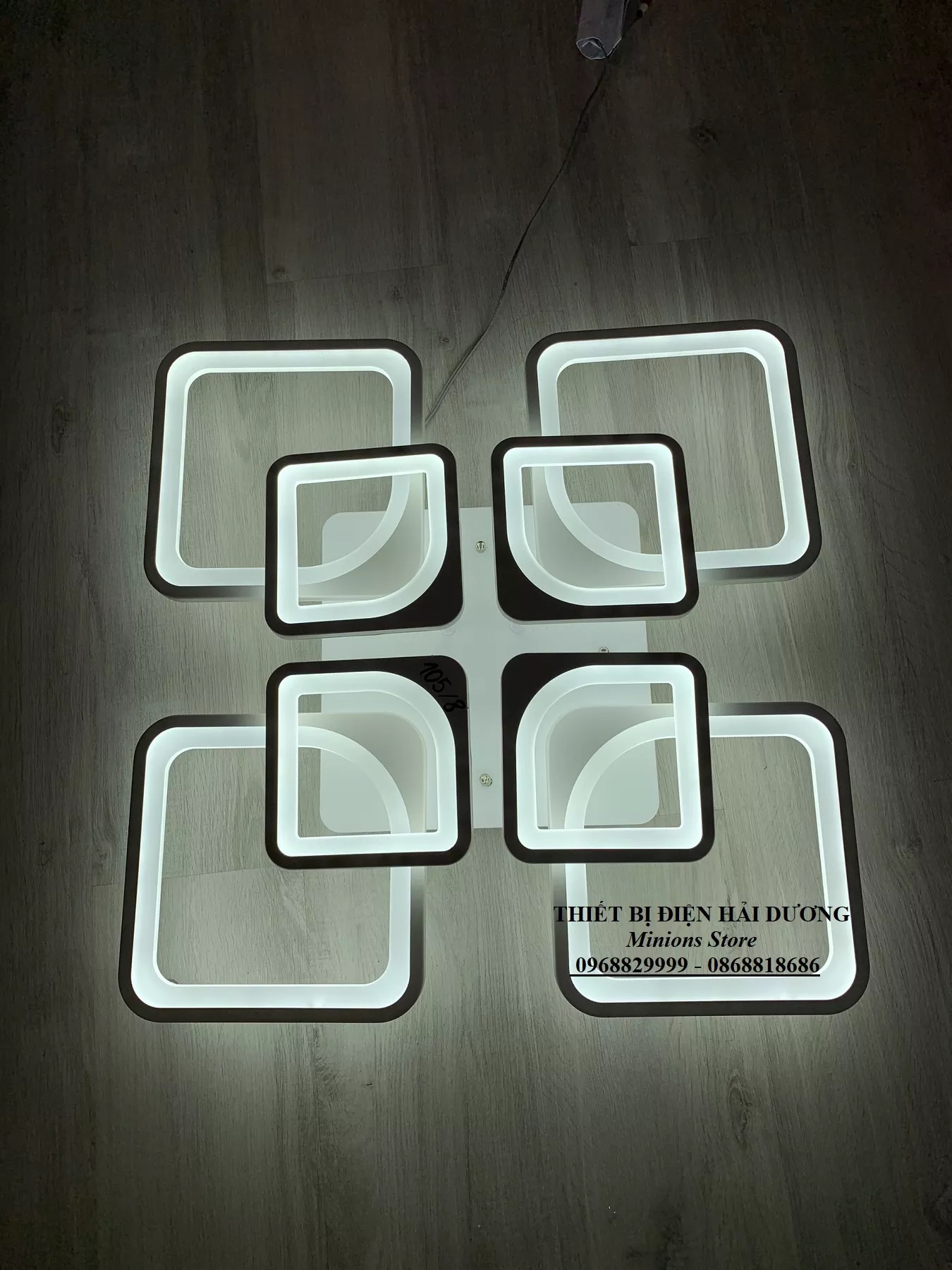 Đèn LED ốp trần Decor 8 Ô vuông NT028 - 3 Chế Độ Ánh Sáng - Tăng Giảm Ánh Sáng - Điều Khiển Từ Xa - Kết Nối Điện Thoại - Có Video
