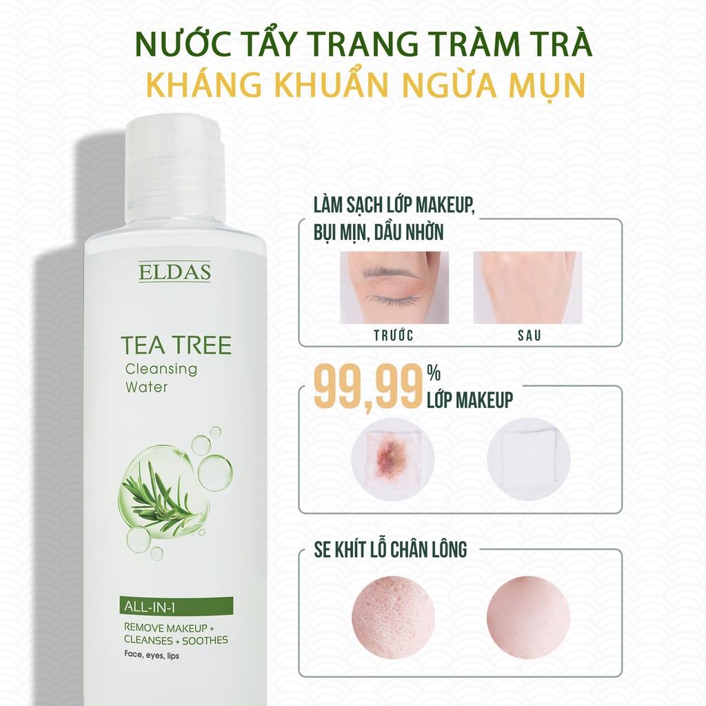 Combo Nước tẩy trang ELDAS cho da nhạy cảm 250ml &amp; sửa rửa mặt ELDAS dạng GEL Tinh chất TRÀM TRÀ 120ml