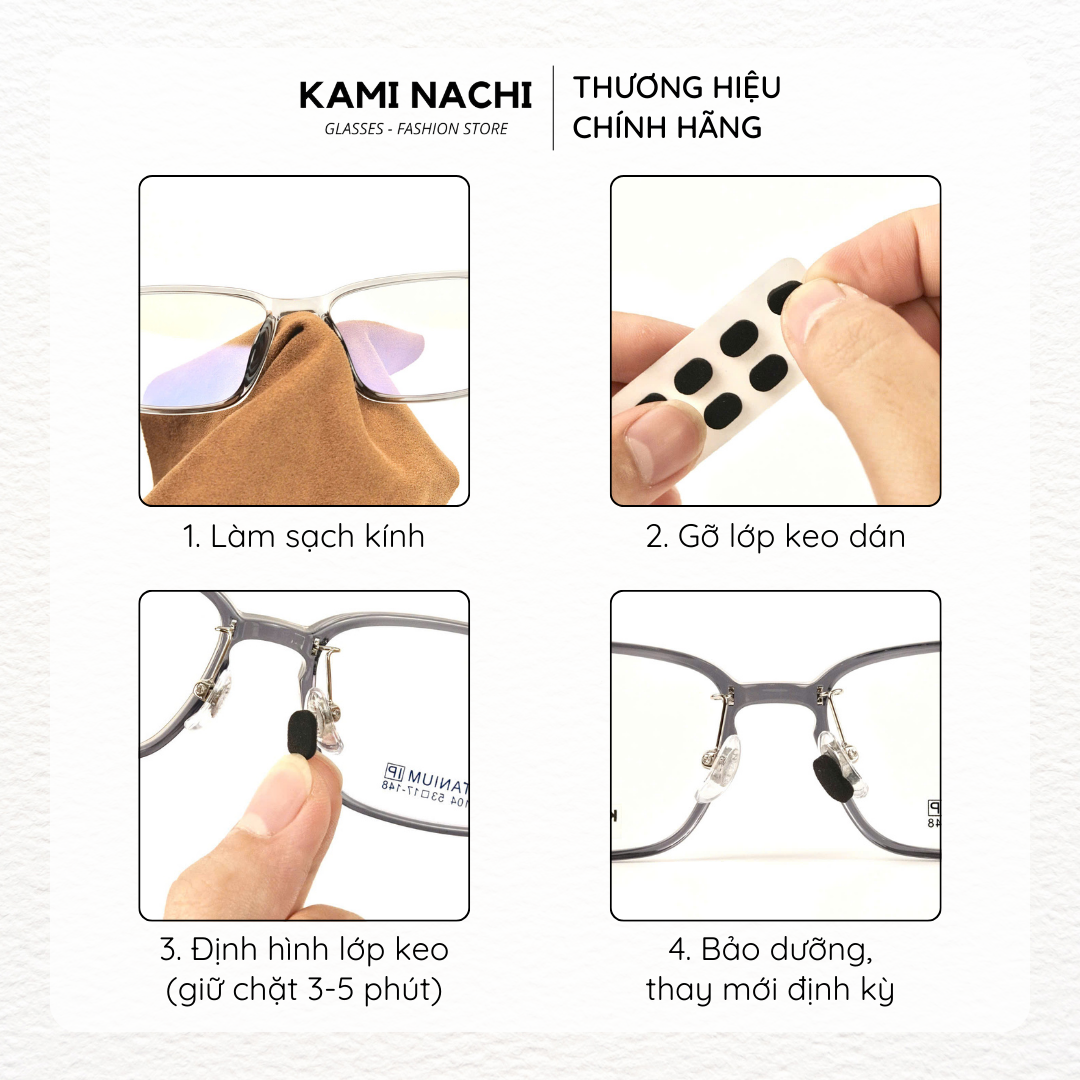 Bộ 8 miếng đệm mũi chống trượt cho kính bằng mút xốp eva siêu mềm KAMI NACHI