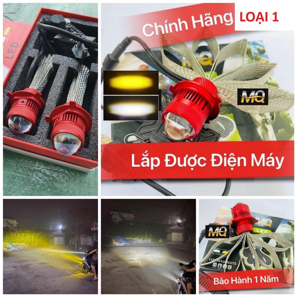 Đèn pha xe máy ô tô bi cầu led 2 màu siêu sáng xài điện máy lắp trực tiếp không cần chế