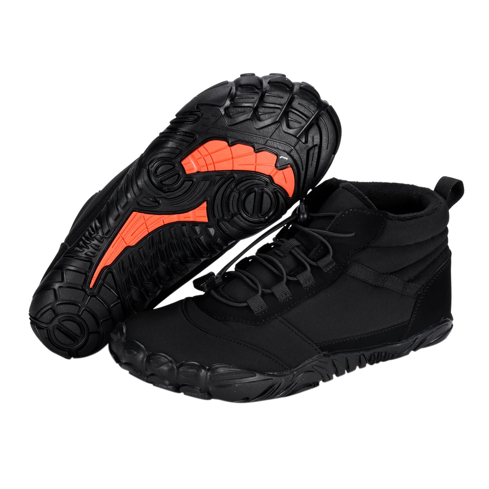 Mùa đông khởi động đi bộ đường dài ấm áp nữ đàn ông cao su chạy giày chân trần không thấm trượt không trượt để đi bộ ngoài trời Color: Black Shoe Size: 42