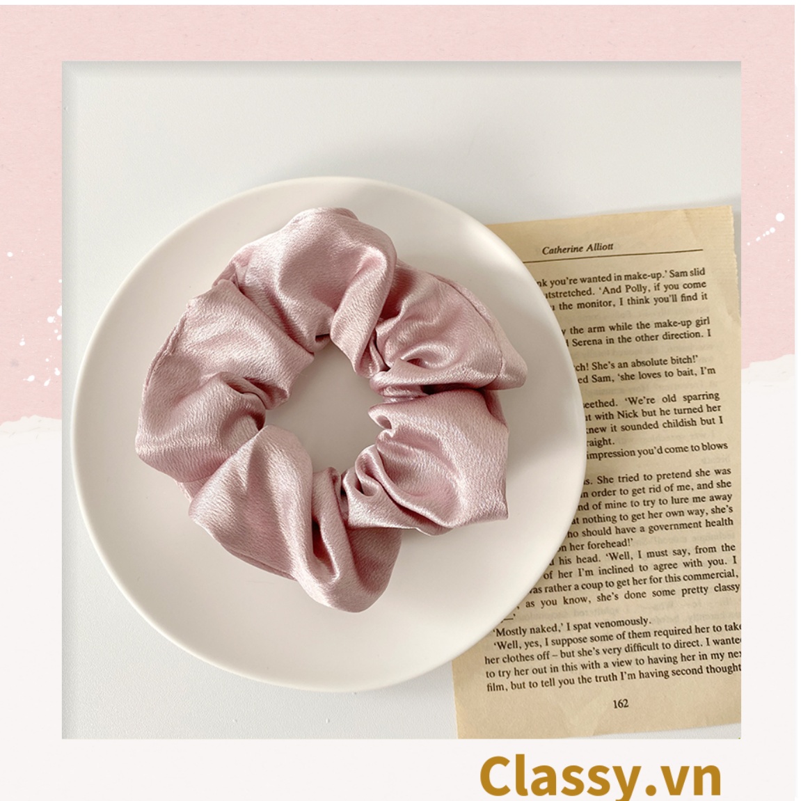 DÂY CỘT TÓC VẢI SCRUNCHIES SATIN MỜ HOT TREND, chất liệu satin mờ PK213
