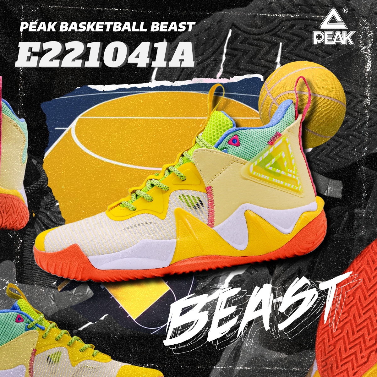 Giày Bóng Rổ Nam Cổ Cao Peak Basketball Outdoor Monster 7.2 E221041A - Màu Vàng Cam