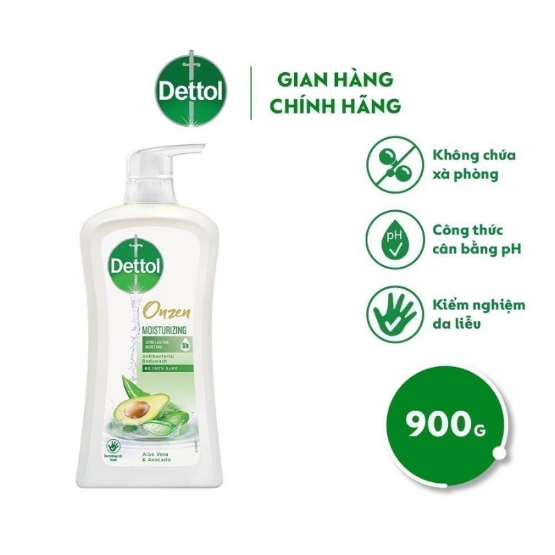 Sữa tắm Dettol Onzen kháng khuẩn dưỡng ẩm bơ &amp; lô hội - chai 900g