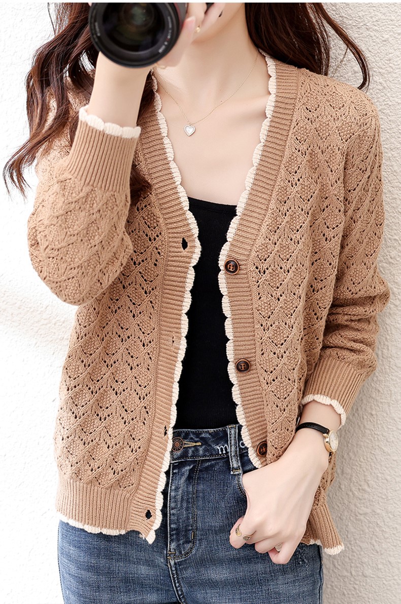 Áo khoác nữ, áo cardigan len phối ren xinh xắn K02