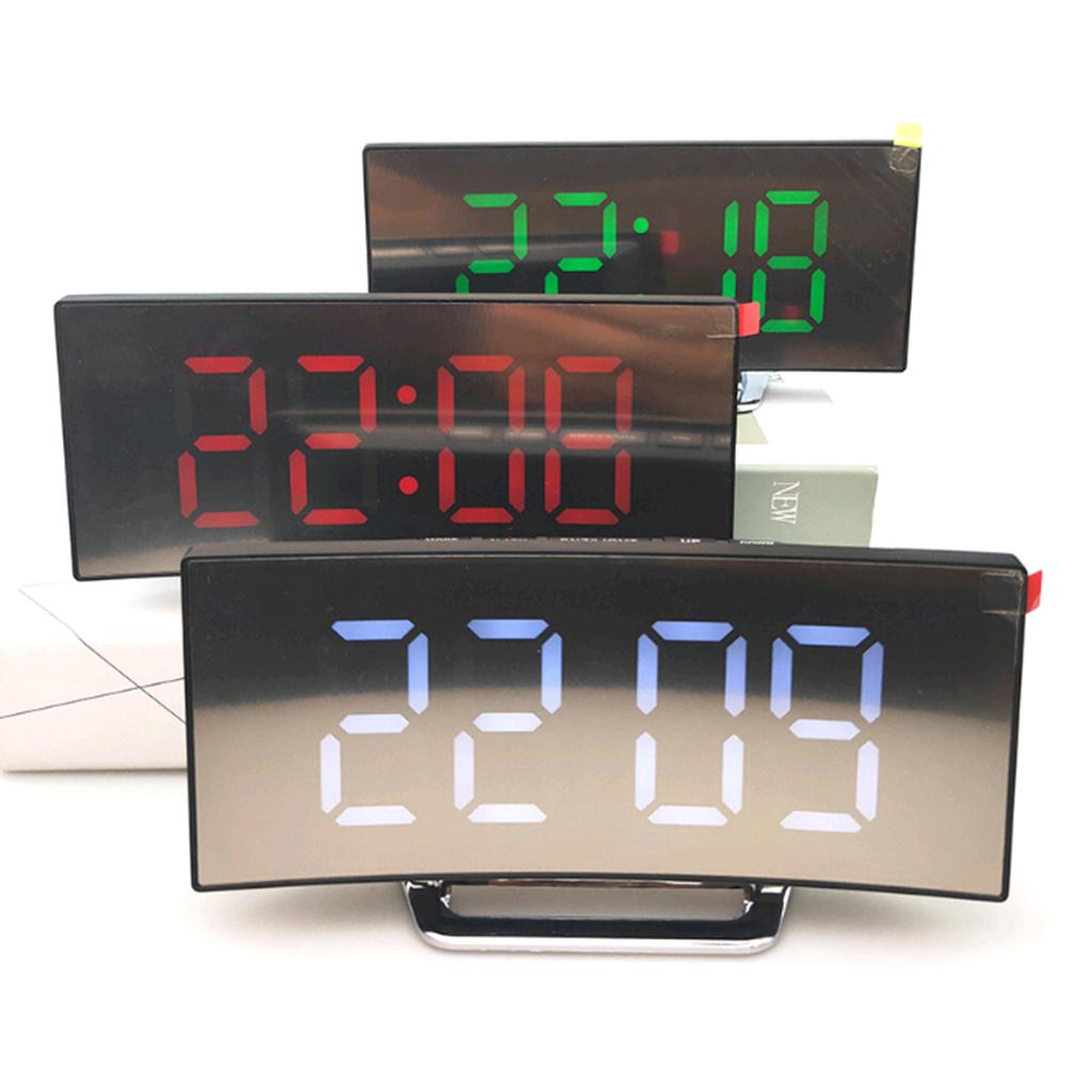 2pcs LED Digital Alarm Clock Mirror Clock Mirror Surface for Home Decor Red