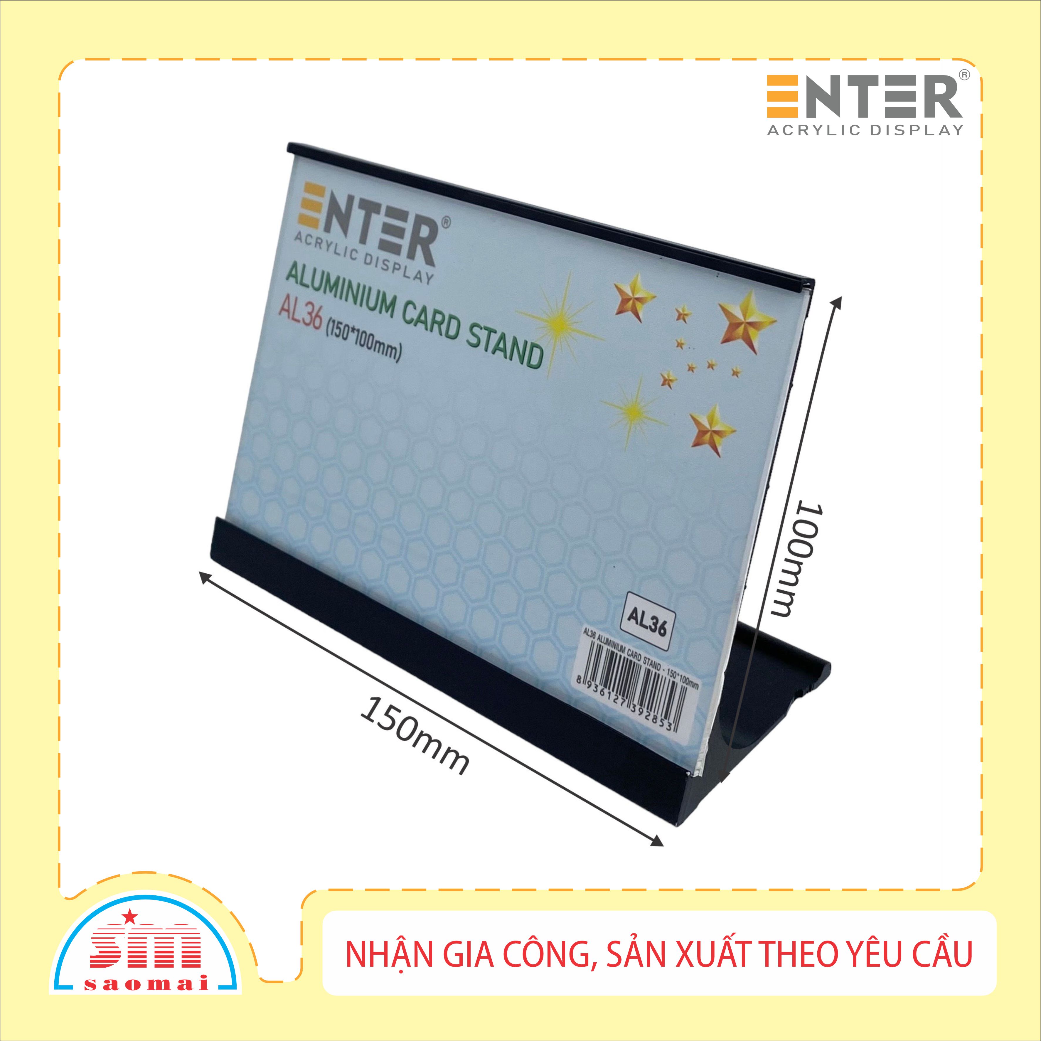 Bảng thông tin để bàn nhôm Enter AL36 150x100mm