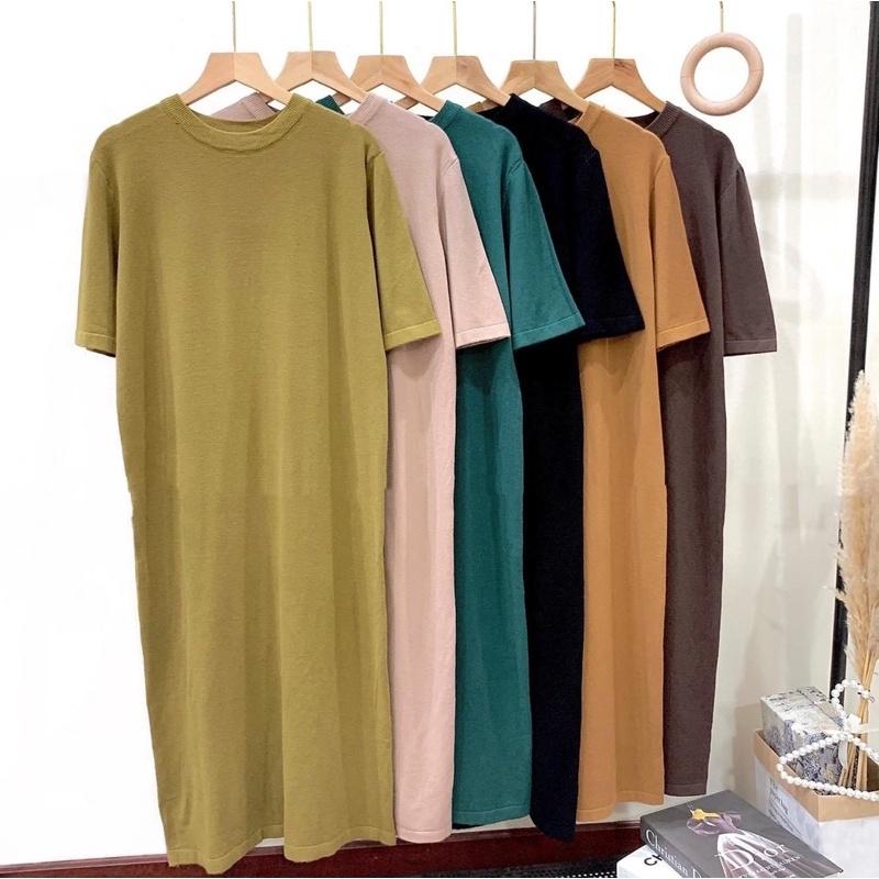 Váy len suông cổ tròn tay lỡ
