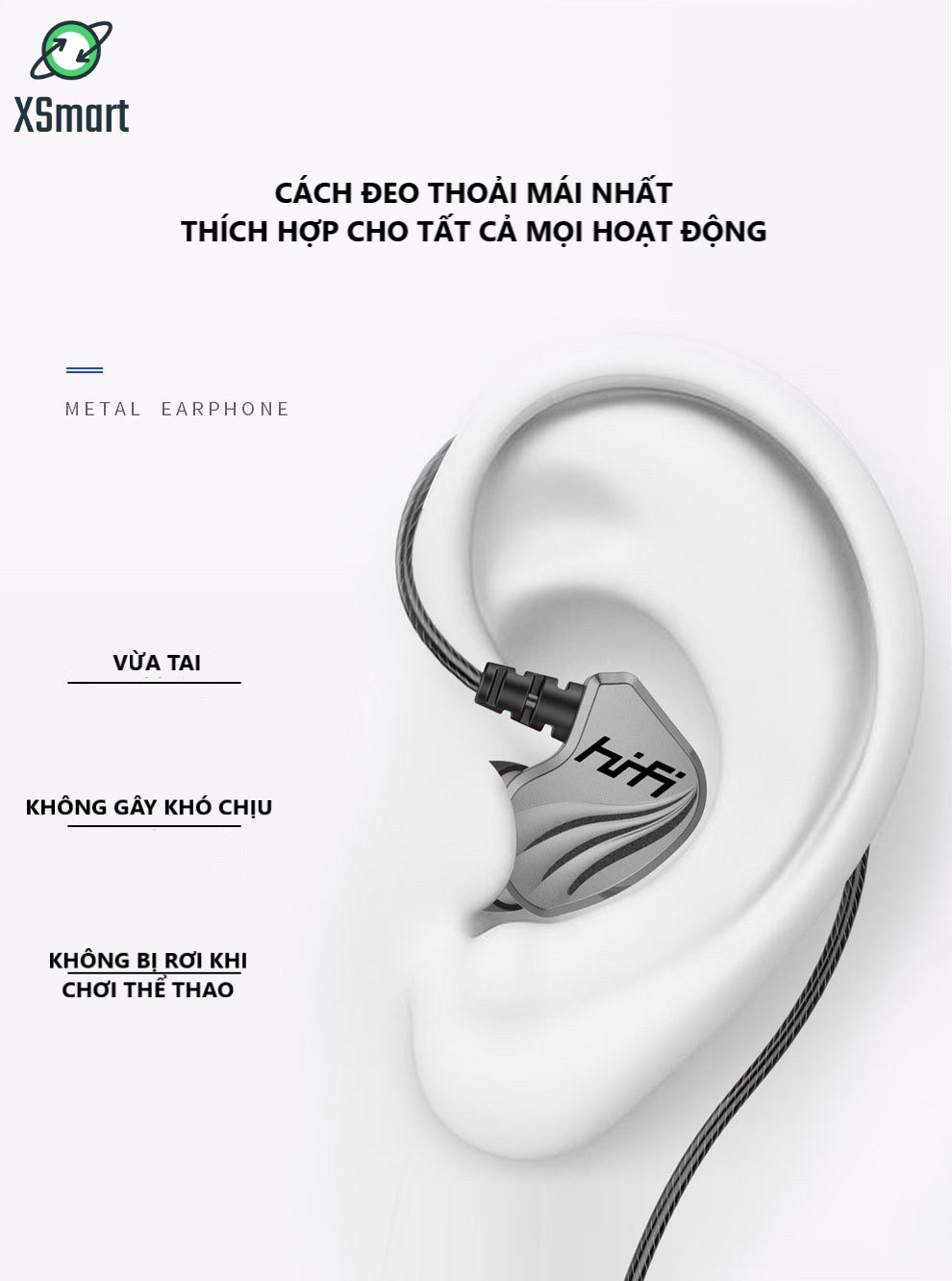 Hình ảnh Tai Nghe Nhét Tai XSmart HiFi S2000 Pro Super Bass Chống Ồn Cực Tốt, Âm Thanh Khủng, Chơi Game Ngon - Hàng Chính Hãng