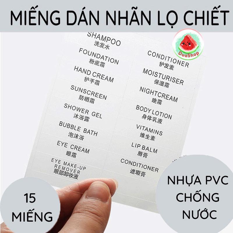 Nhãn Dán Lọ Chiết Mỹ Phẩm Nhựa PVC Chống Nước Giá Rẻ DUASHOP