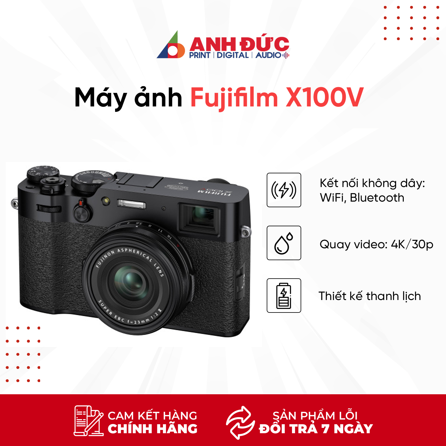 Máy Ảnh Fujifilm X100V - Hàng Chính Hãng