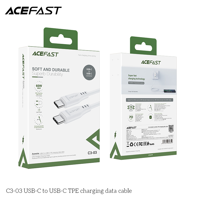 Cáp Acefast Type C to Type C dài 1.2m - C3-03 Hàng chính hãng Acefast