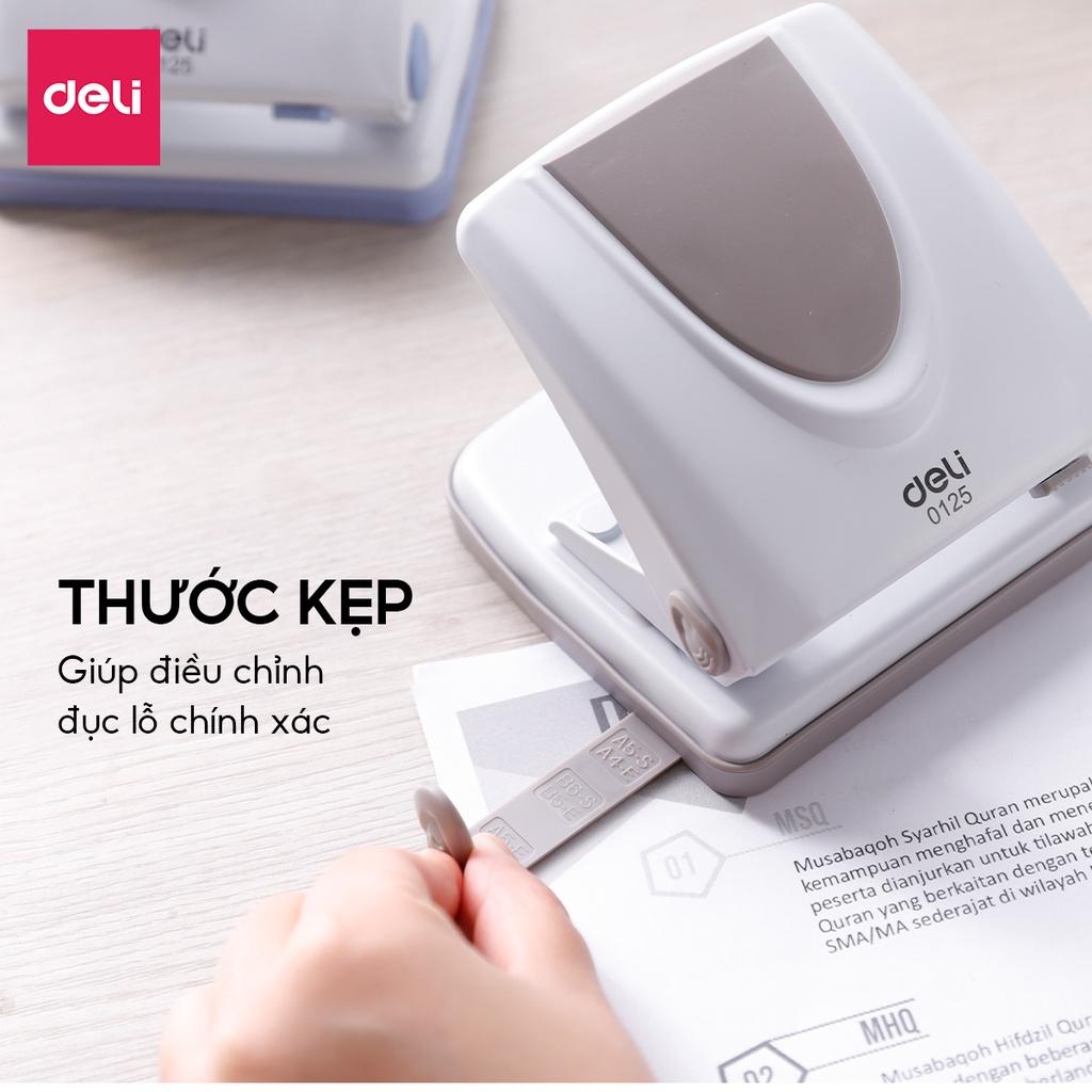 Máy Đục Lỗ Bấm Lỗ Giấy Vỏ Kim Loại 20 Tờ Deli - Phù Hợp Học Sinh Văn Phòng - E0125